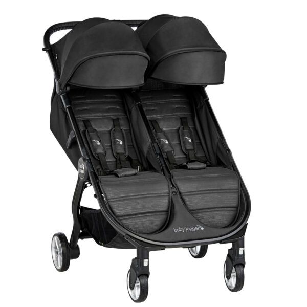 Baby Jogger City Tour 2 Double Pushchair, Lightweight, Foldable & Compact Double Buggy  - Pitch Black