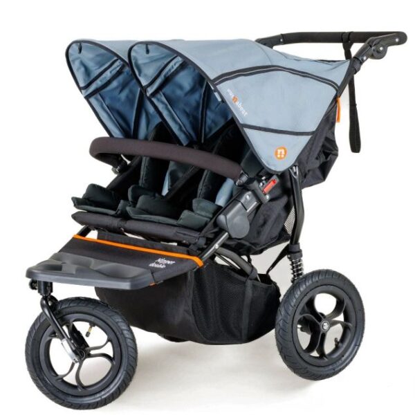 Out'n'About Nipper Double V5 Pushchair Lightweight, all-terrain buggy for two, suitable from birth to 4 years - Rocksalt Grey