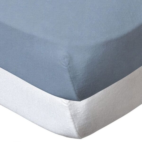 Babycalin 2-Pack Cot Fitted Sheets – 120x60 cm – 100% Cotton – White & Blue