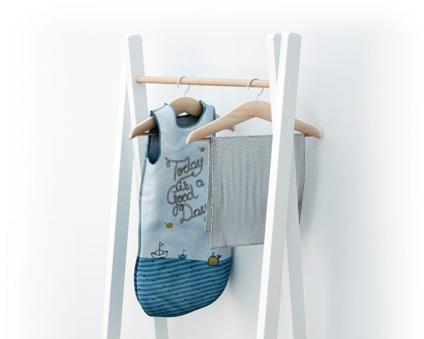Children's Wooden Clothes Rail - White & Natural Wood